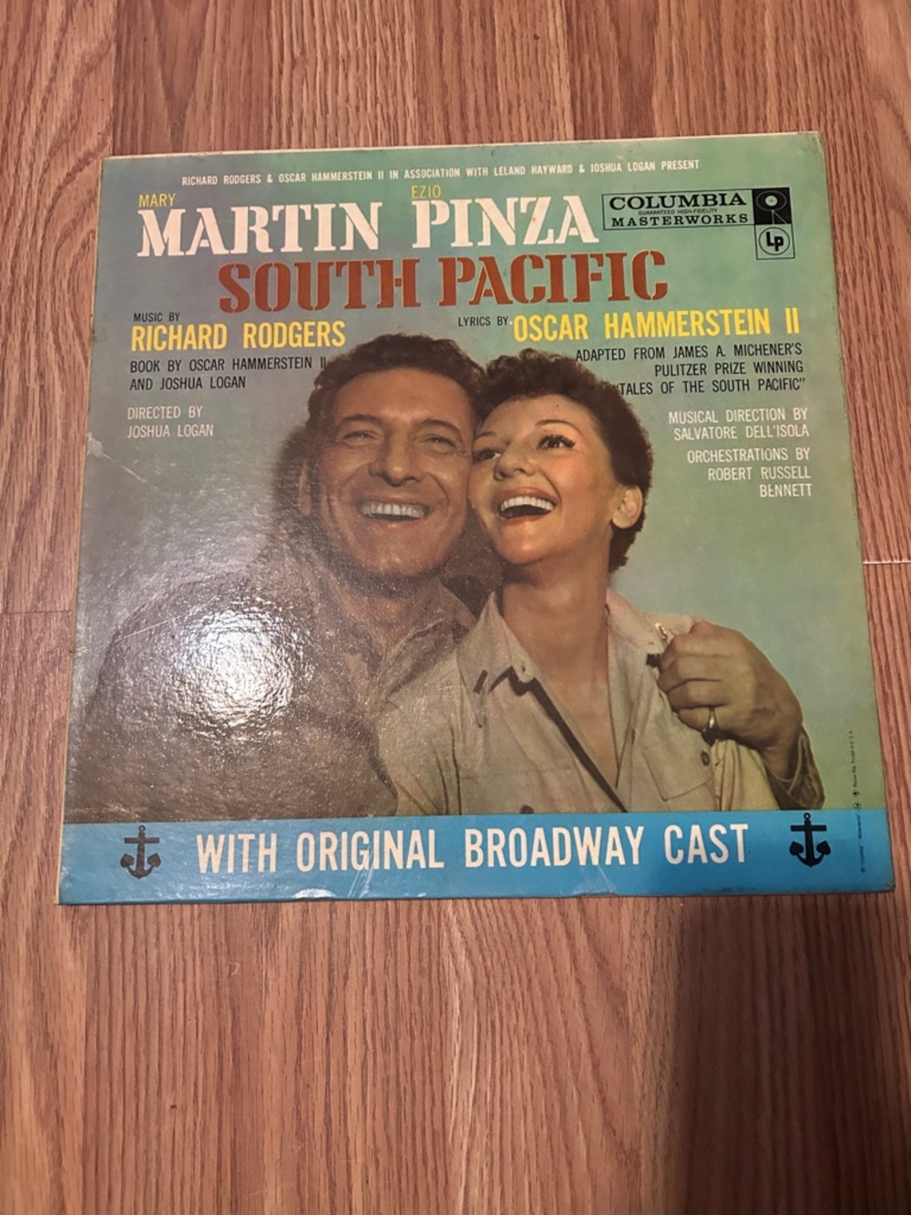 Martin Pinza South Pacific Original Broadway Cast Vinyl - Teal & Blue Cover